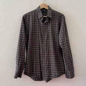 Zachary Prell Brown and Gray Checkered Shirt